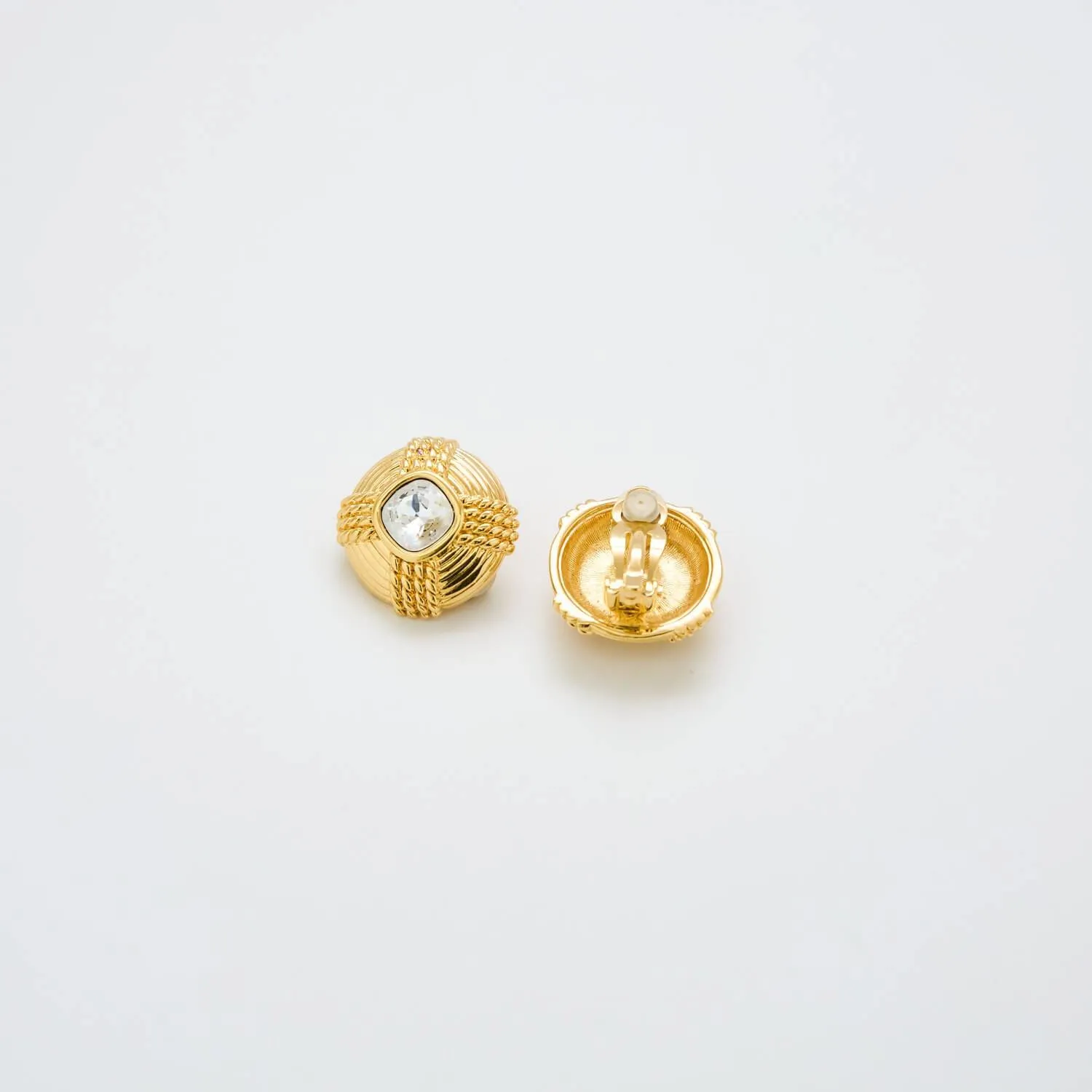 Vintage CZ Etched Rope Stud Earrings