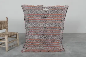 Vintage Moroccan Rug 2.8 x 3.7 FT - Boho Chic Striped Design
