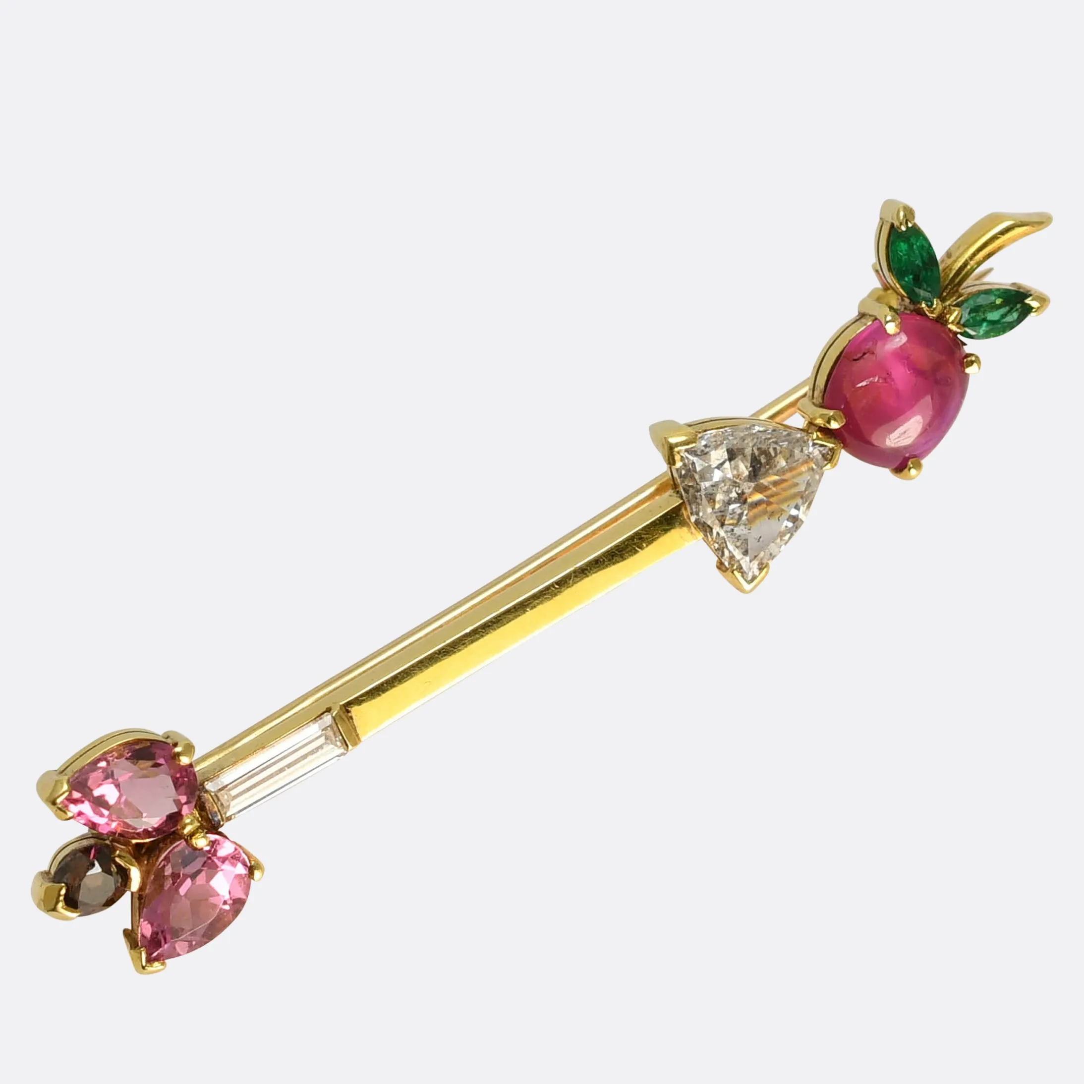 Vintage Multi-Gem "The Apple and the Arrow" Brooch