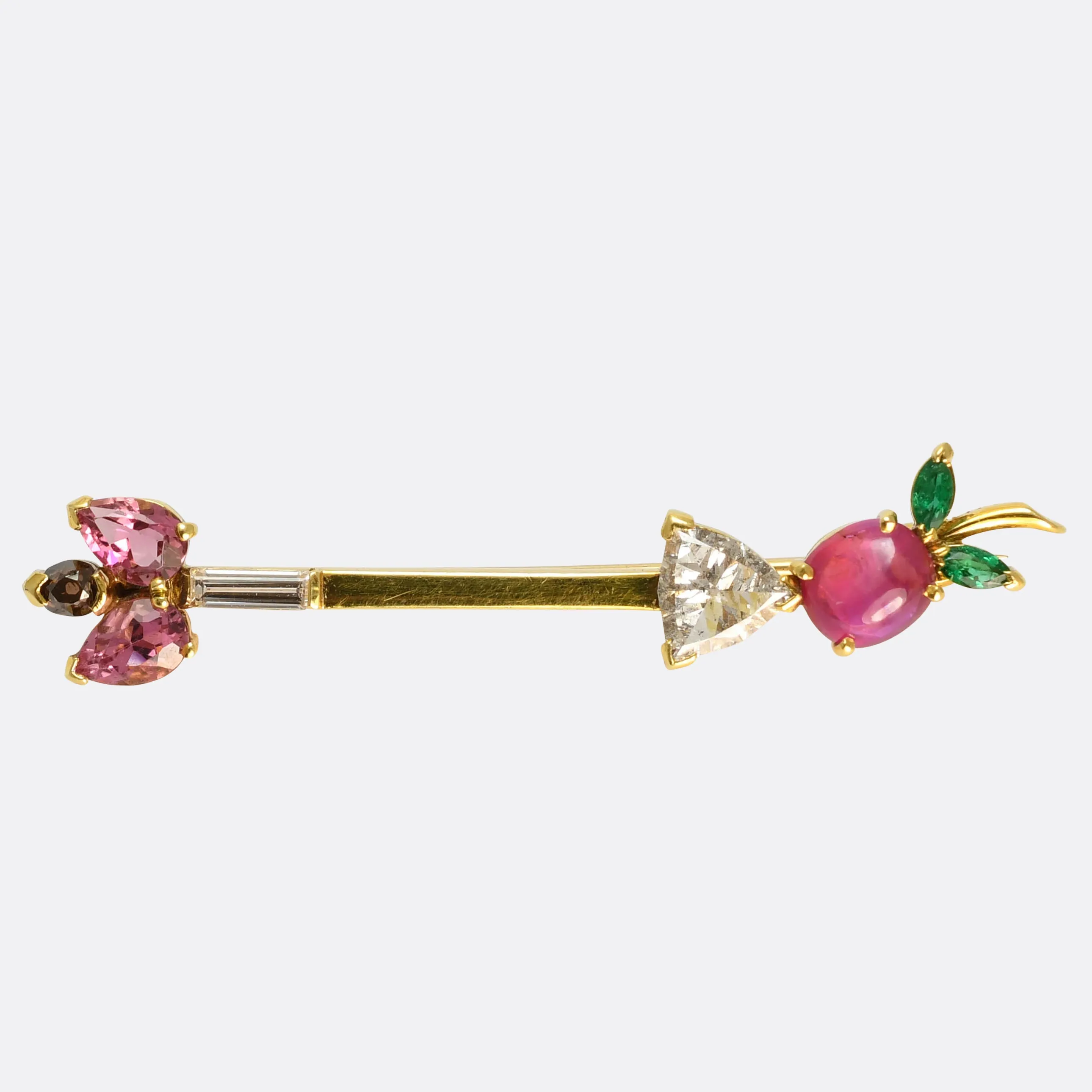 Vintage Multi-Gem "The Apple and the Arrow" Brooch