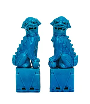 Vintage Turquoise Foo Dogs - Pair