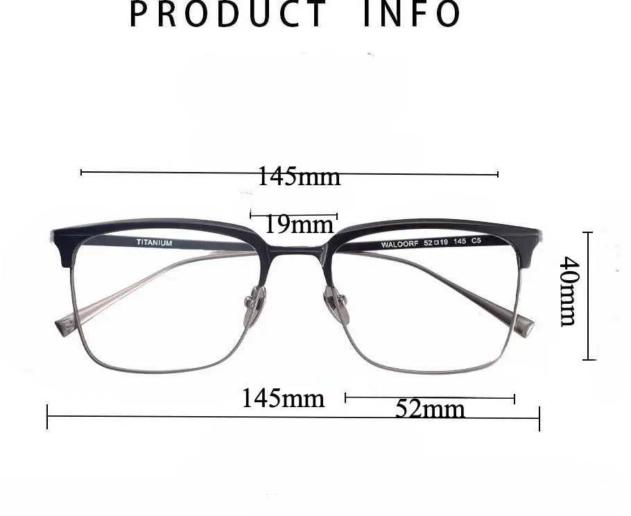 Waloorf Retro Titanium Square Glasses Frame