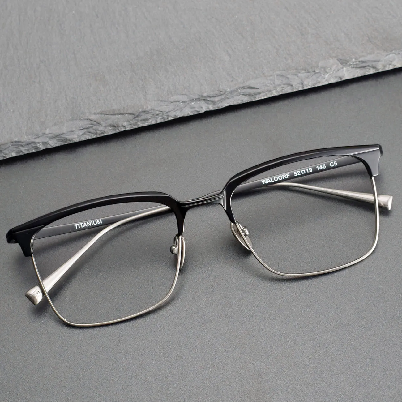 Waloorf Retro Titanium Square Glasses Frame