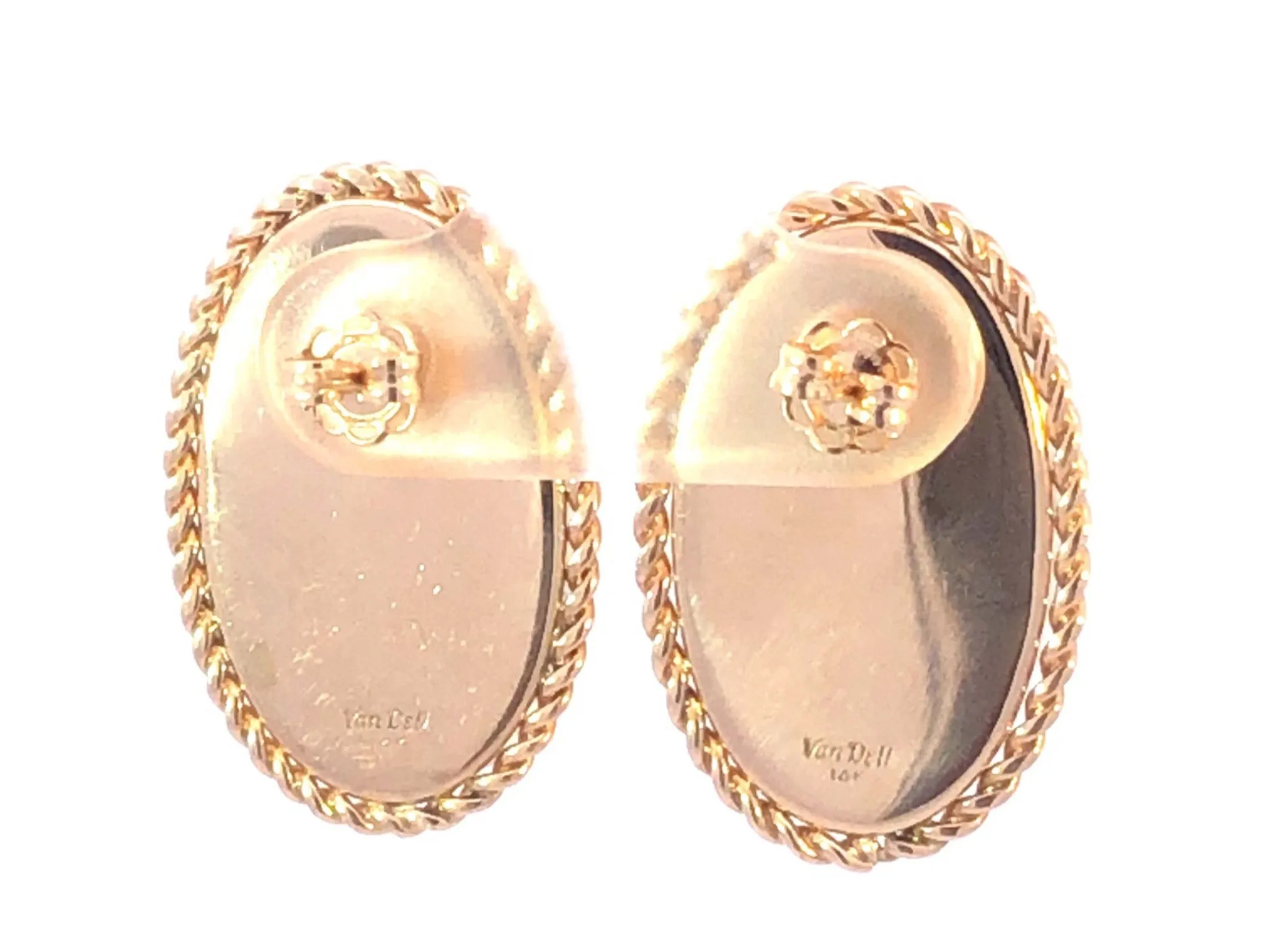 Wedgwood Jasper Wear Blue Oval Earrings & Pendant Brooch Set in 14K Yellow Gold