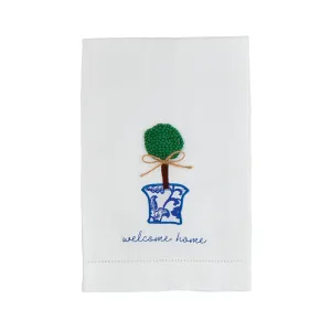 Welcome Boxwood Topiary Towel