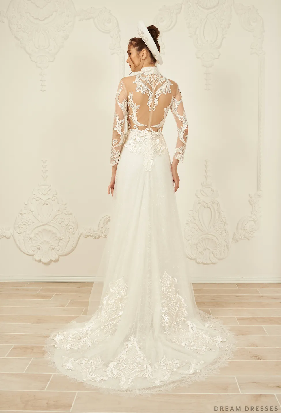 White Bridal Ao Dai | Vietnamese Lace Bridal Dress (#VIVIA)
