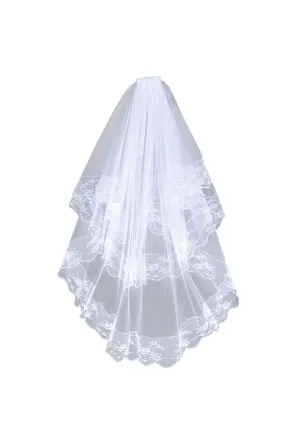 White Lace Trim Veil