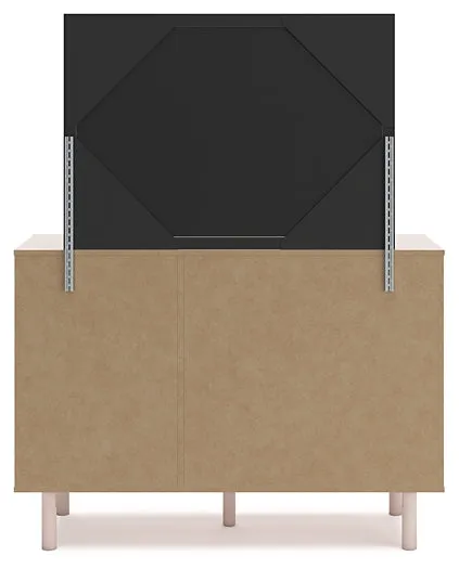 Wistenpine Full Upholstered Panel Bed with Mirrored Dresser and 2 Nightstands
