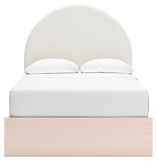 Wistenpine Full Upholstered Panel Bed with Mirrored Dresser and 2 Nightstands