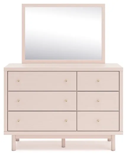 Wistenpine Full Upholstered Panel Bed with Mirrored Dresser and 2 Nightstands