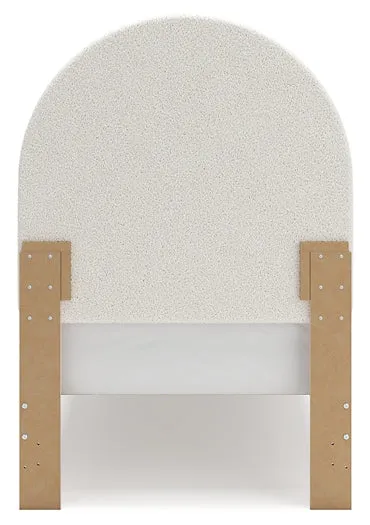 Wistenpine Twin Upholstered Panel Bed with Mirrored Dresser