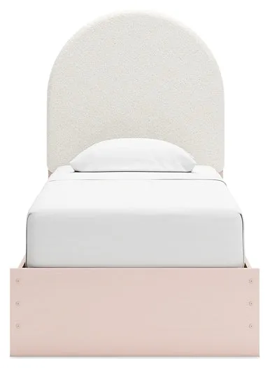 Wistenpine Twin Upholstered Panel Bed with Mirrored Dresser