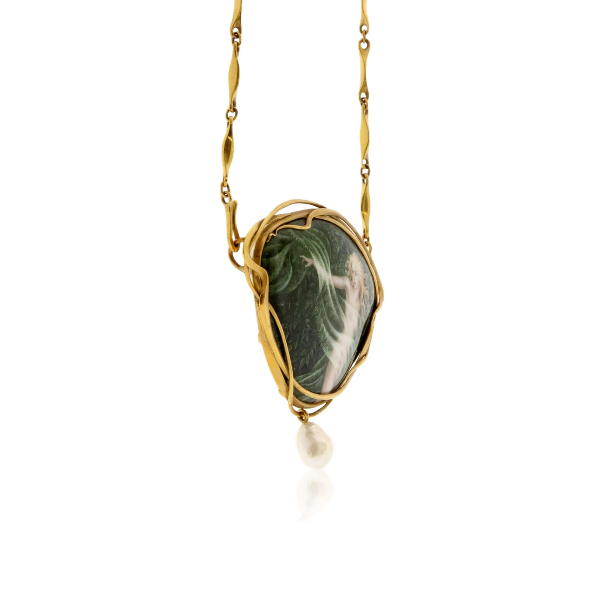 Woman in a Garden Enamel Necklace/Brooch