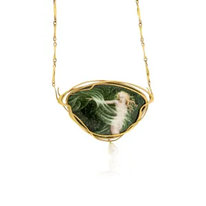 Woman in a Garden Enamel Necklace/Brooch