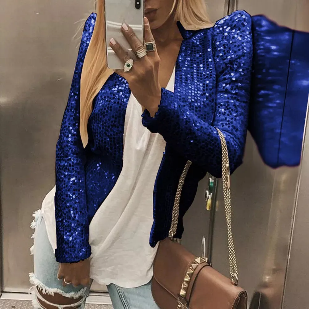 Women's Glitzy and Glamorous Vibrant Sparkly Blazer Jacket