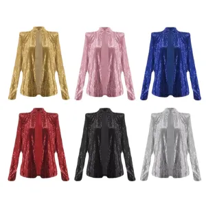 Women's Glitzy and Glamorous Vibrant Sparkly Blazer Jacket