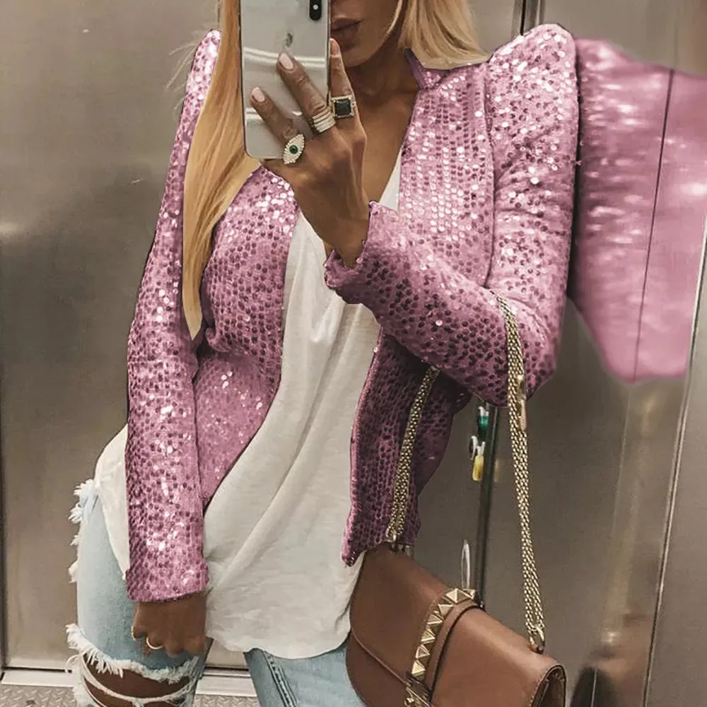 Women's Glitzy and Glamorous Vibrant Sparkly Blazer Jacket