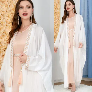 Women's Maxi Dress with White Robe and Tassels