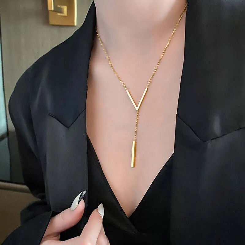 Y Style Dainty Drop Lariat Sterling Silver Necklace