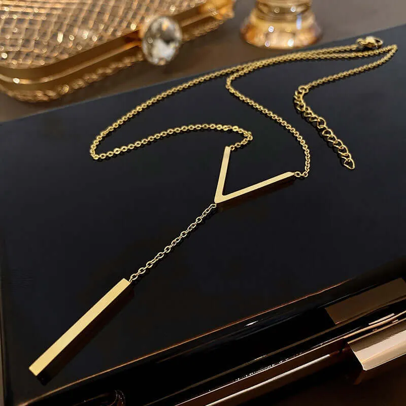 Y Style Dainty Drop Lariat Sterling Silver Necklace