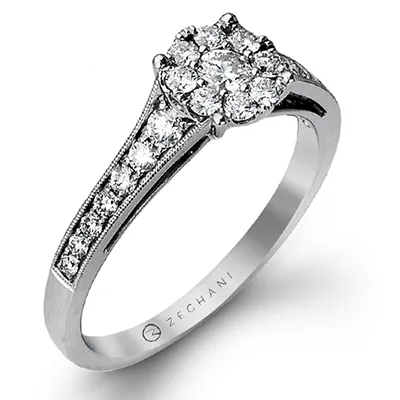 Zeghani 14K White Gold .55ctw Diamond Engagement Ring (93054)